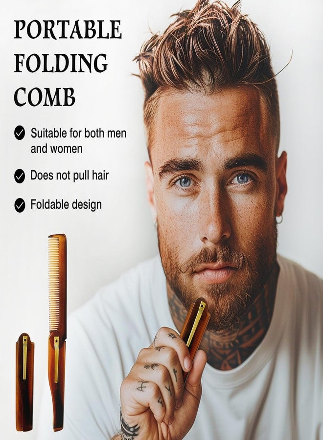 Zoolinn Men's Handmade Folding Pocket Comb, 6.69-Inch Amber Finish, Fine Tooth Comb for Hair, Beard, and Mustache Grooming - Image 2